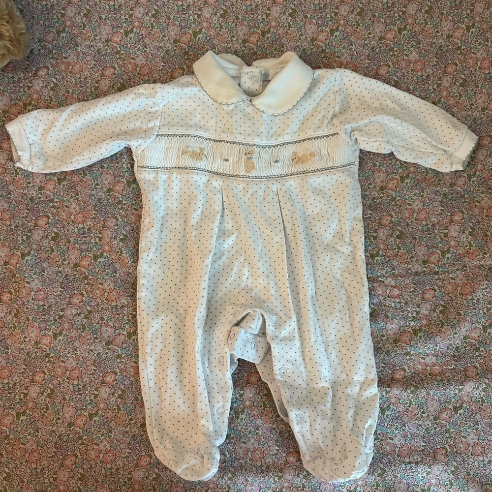 White and Black Footies One Piece with Enclosed Feet